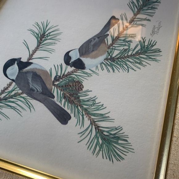 Sherm Pehrson Bird Prints Set of 3 wall art decor‎ bamboo wooden frames gold - Picture 12 of 16